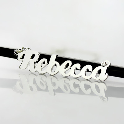 Personalized Sterling Silver Puff Font Namplate Necklace - Handmade By AOL Special