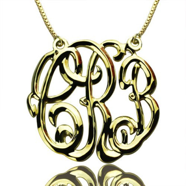 Celebrity Cube Premium Monogram Necklace Gifts 18ct Gold Plated - Handmade By AOL Special