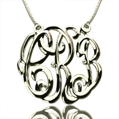 Celebrity Cube Premium Monogram Necklace Gifts Sterling Silver - Handmade By AOL Special