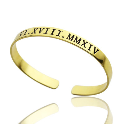 Personalized Roman Numeral Bracelet 18ct Gold Plated - Handmade By AOL Special