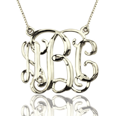 Personalized Cube Monogram Initials Necklace Sterling Silver - Handmade By AOL Special