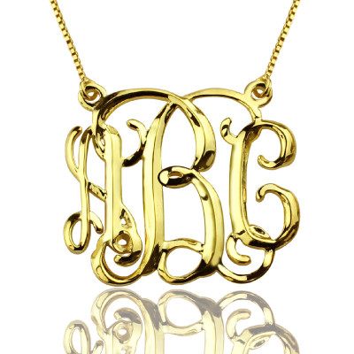Custom Cube Monogram Initials Necklace 18ct Gold Plated - Handmade By AOL Special