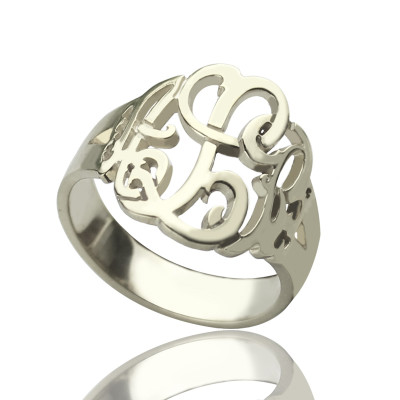 Personalized Hand Drawing Monogrammed Ring Silver - Handmade By AOL Special