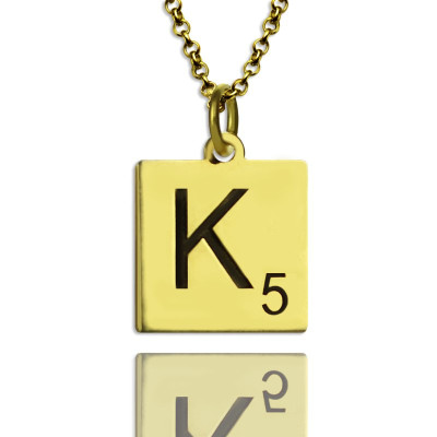 Engraved Scrabble Initial Letter Necklace 18ct Gold Plated - Handmade By AOL Special