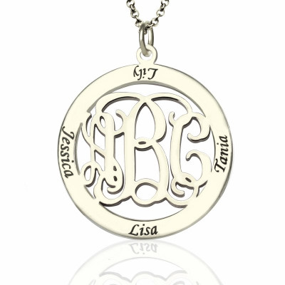Personalized Family Monogram Name Necklace Sterling Silver - Handmade By AOL Special