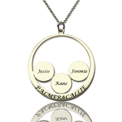 Personalized Family Name Pendant For Mom Silver - Handmade By AOL Special