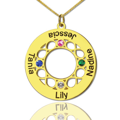 Infinity Birthstone Family Names Necklace In 18ct Gold Plated - Handmade By AOL Special