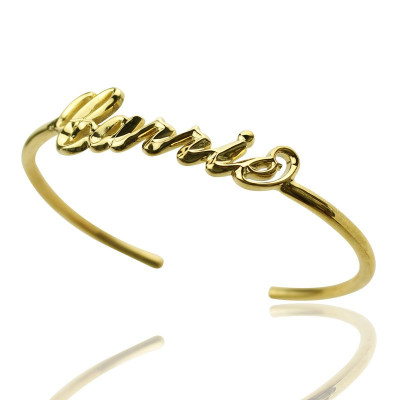 Personalized 18ct Gold Plated Name Bangle Bracelet - Handmade By AOL Special