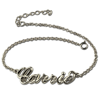 Sterling Silver Women's Name Bracelet Carrie Style - Handmade By AOL Special