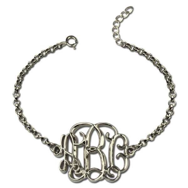 Celebrity Monogram Initial Bracelet Sterling Silver - Handmade By AOL Special