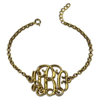 18ct Gold Plated Celebrity Monogram Bracelet - Handmade By AOL Special