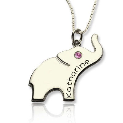 Good Luck Gifts - Elephant Necklace Engraved Name - Handmade By AOL Special