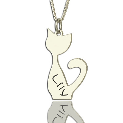 Personalized Cat Name Charm Necklace in Silver - Handmade By AOL Special