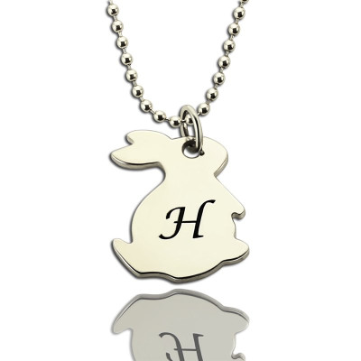 Personalized Rabbit Initial Charm Pendant Sterling Silver - Handmade By AOL Special