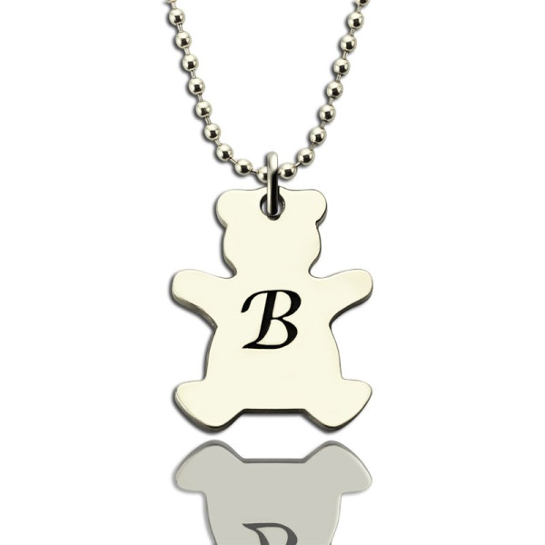 Personalized Teddy Bear Initial Necklace Sterling Silver - Handmade By AOL Special