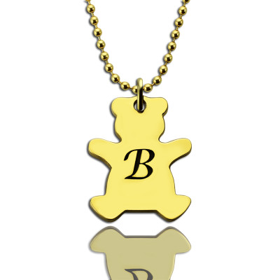 Cute Teddy Bear Initial Charm Necklace 18ct Gold Plated - Handmade By AOL Special
