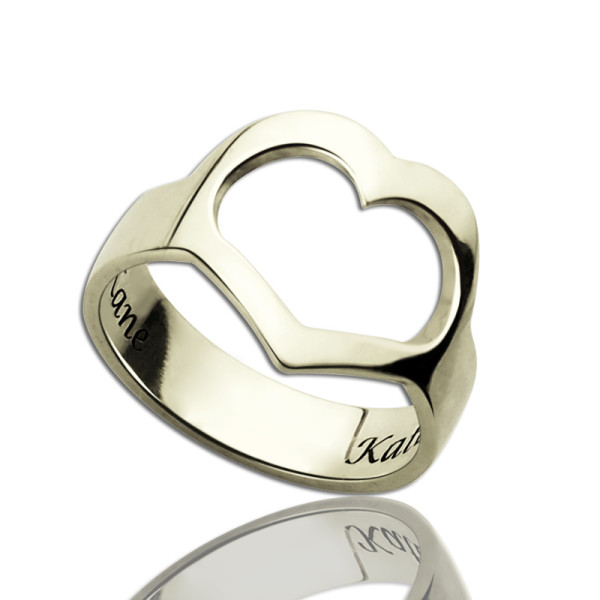 Personalized Couple's Name Promise Heart Ring Silver - Handmade By AOL Special