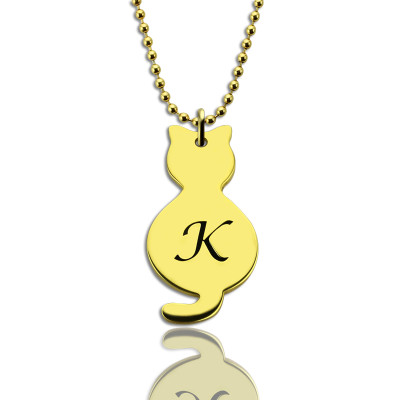 Gold Over Cat Initial Pendant Necklace - Handmade By AOL Special