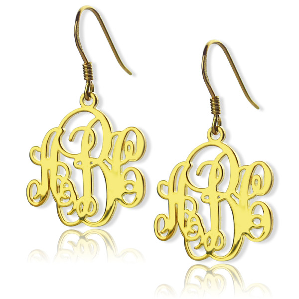 Script Monogram Initial Earrings 18ct Gold Plated - Handmade By AOL Special