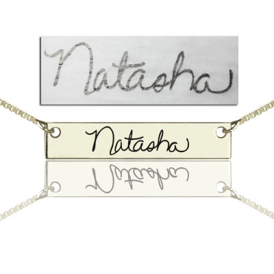 Custom Necklace With Your Signature Bar Silver - Handmade By AOL Special