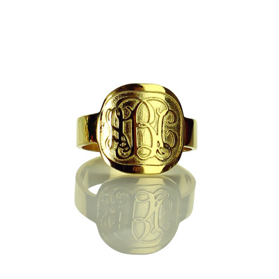 Engraved Designs Monogram Ring 18ct Gold Plated - Handmade By AOL Special