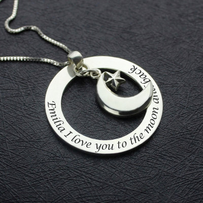 I Love You To The Moon and Back Moon Start Charm Pendant - Handmade By AOL Special