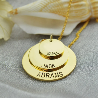 Disc Necklace With Kids Name For Mom 18ct Gold Plated - Handmade By AOL Special