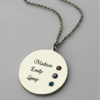 Grandma's Disc Birthstone Necklace - Handmade By AOL Special