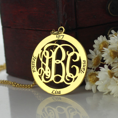 Family Monogram Name Necklace In 18ct Gold Plated - Handmade By AOL Special
