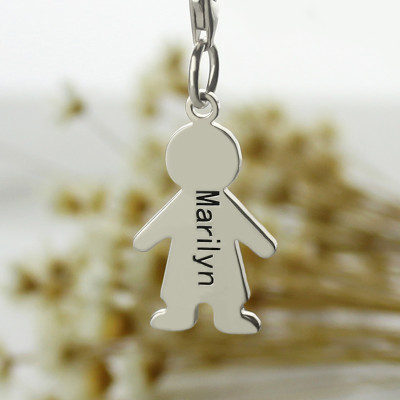 Personalized Boy Pendant on Lobster Clasp Silver - Handmade By AOL Special