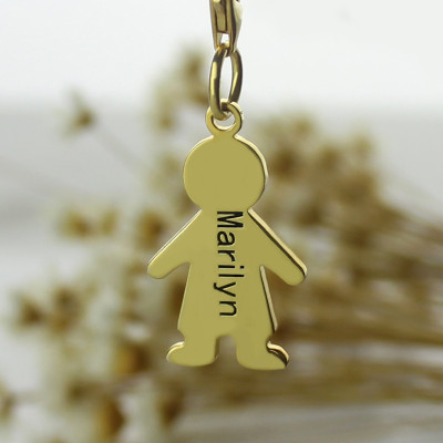 Personalized Boy Pendant Necklace With Name 18ct Gold Plated - Handmade By AOL Special