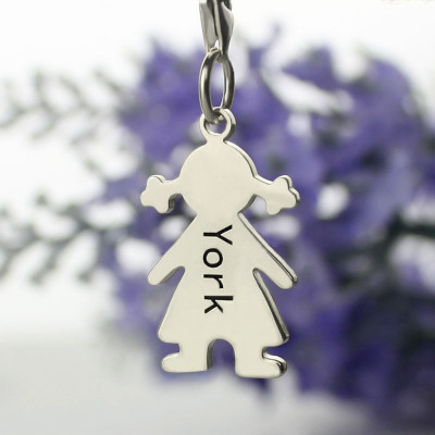 Personalized Baby Girl Pendant Necklace With Name Silver - Handmade By AOL Special