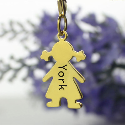 Personalized Baby Girl Pendant Necklace With Name Gold Plated Silver - Handmade By AOL Special