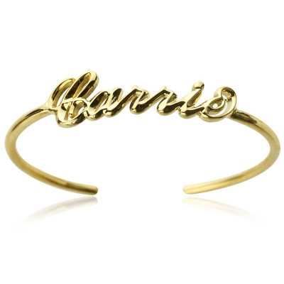 Personalized 18ct Gold Plated Name Bangle Bracelet - Handmade By AOL Special