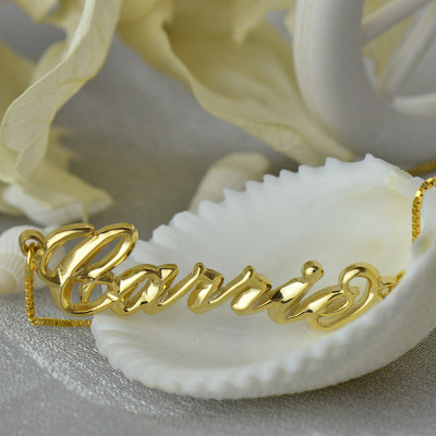 Personalized 3D Carrie Name Necklace 18ct Gold Plating - Handmade By AOL Special