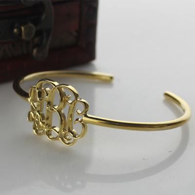 Personalized Celebrity Monogram Initial Bangle 18ct Gold Plated - Handmade By AOL Special