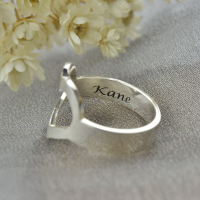 Personalized Couple's Name Promise Heart Ring Silver - Handmade By AOL Special