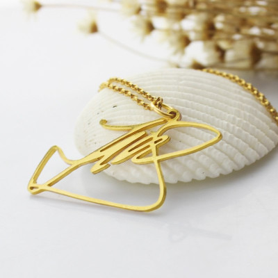 Custom Necklace with Your Own Signature 18ct Gold Plated Silver - Handmade By AOL Special