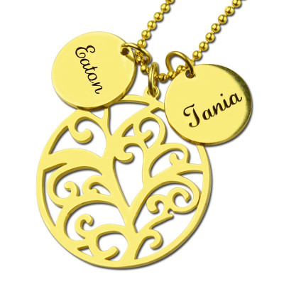 Family Tree Necklace With Name Charm For Mom - Handmade By AOL Special