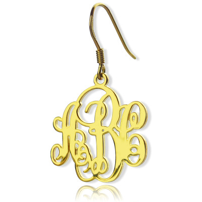Script Monogram Initial Earrings 18ct Gold Plated - Handmade By AOL Special