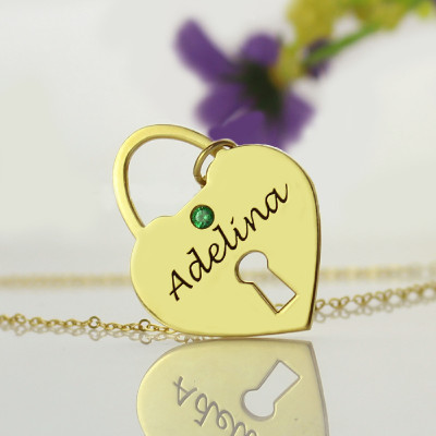 I Love You Heart Lock Keepsake Necklace With Name 18ct Gold Plated - Handmade By AOL Special