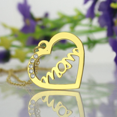 Mothers Heart Necklace With Birthstone 18ct Gold Plated - Handmade By AOL Special