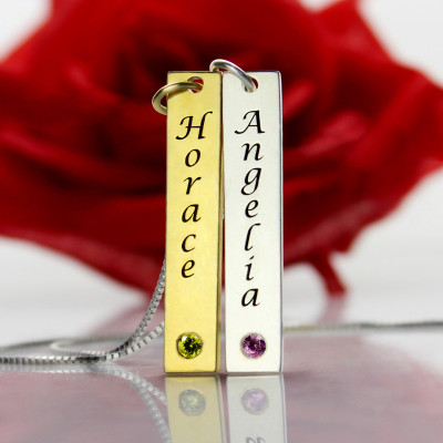 Custom Couple Name Tag with Birthstones - Handmade By AOL Special