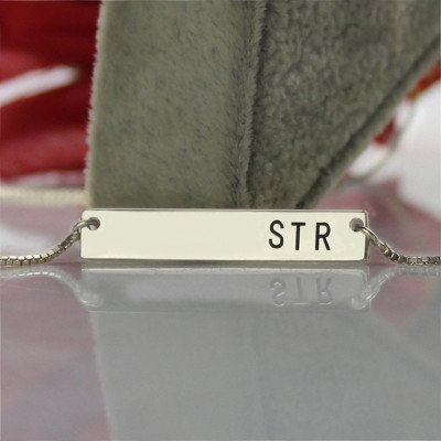 Sterling Silver Initial Bar Necklace - Handmade By AOL Special