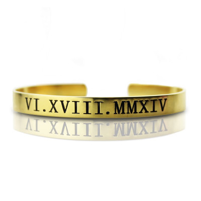 Personalized Roman Numeral Bracelet 18ct Gold Plated - Handmade By AOL Special