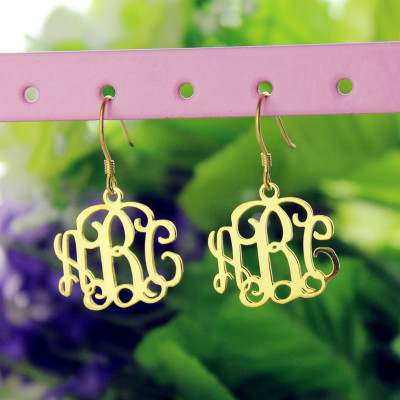 18ct Gold Plated Monogram Earrings - Handmade By AOL Special