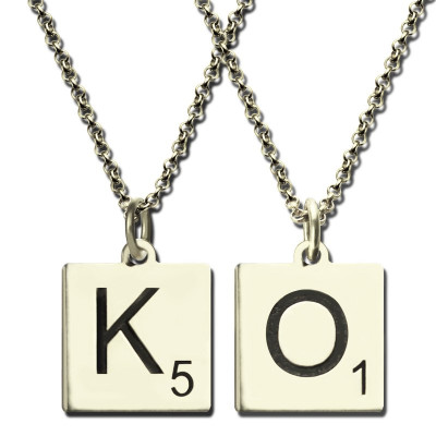 Scrabble Initial Letter Necklace Sterling Silver - Handmade By AOL Special