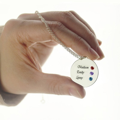 Grandma's Disc Birthstone Necklace - Handmade By AOL Special
