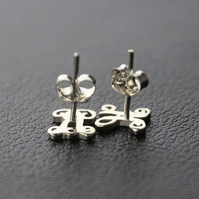 Personalized Single Monogram Stud Earrings Sterling Silver - Handmade By AOL Special
