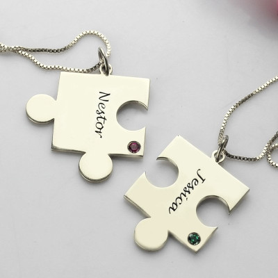 Engraved Puzzle Necklace for Couples Love Necklaces Silver - Handmade By AOL Special